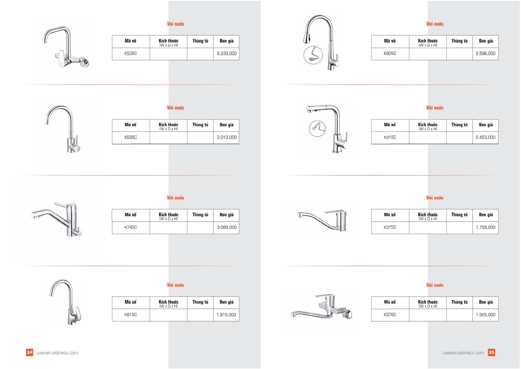 Tủ bếp CAESAR Bảng giá và Catalogue mới nhất 2025 /Page 17